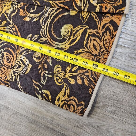 Vtg Laura Ashley Quilted Silk Jacket Womens M Brown Orange Floral Boho Cottage - Picture 8 of 8